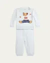 Polo Ralph Lauren Boy's Flag Bear Intarsia Knit Sweater And Pants Set In Pearl Blue