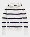Polo Ralph Lauren Striped Cotton Zip-up Hoodie In Paper Whitenewport Nvy Stripe