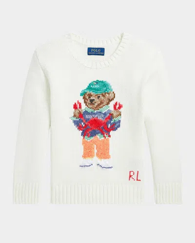POLO RALPH LAUREN BOY'S KNITTED POLO BEAR SWEATER