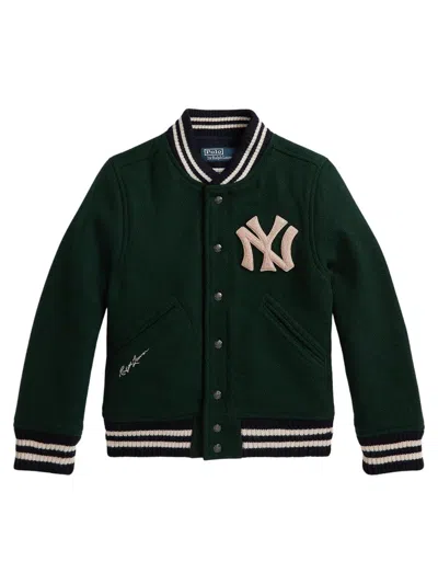 Polo Ralph Lauren Boy's New York Yankees Wool Bomber Jacket In Green