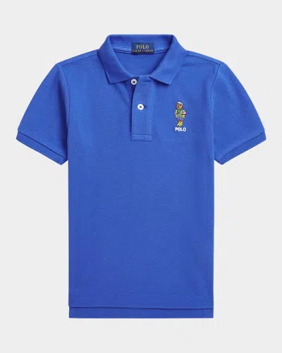 Polo Ralph Lauren Kids' Boy's Polo Bear Embroidered Polo Shirt In 蓝色
