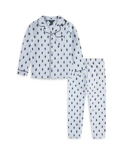 Polo Ralph Lauren Boy's Polo Bear Stripe Pajama Set - Little Kid In White/elite Blue