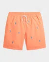 Polo Ralph Lauren Toddler And Little Boys Traveler Polo Pony Swim Trunk In Poppy