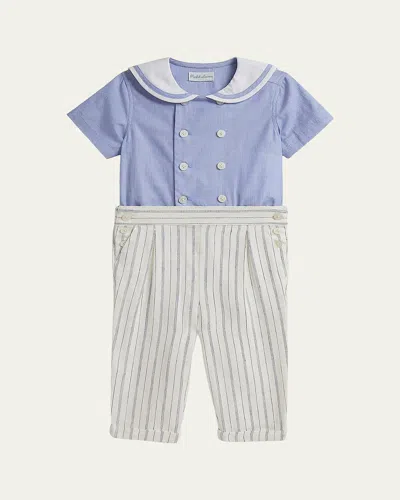 Polo Ralph Lauren Kids' Boy's Sailor Shirt & Striped Trousers Set In Blue