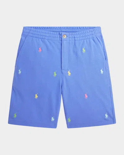 Polo Ralph Lauren Kids' Boy's Shorts W/ Embroidered Ponies In Scottsdale Blue