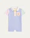 Polo Ralph Lauren Boy's Striped Oxford Polo Playsuit In Harbor Island Blue Multi