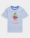 Polo Ralph Lauren Polo Bear Striped Cotton Jersey Tee In Scottsdale Blue