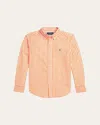 Polo Ralph Lauren Boy's Striped Pony Embroidered Sport Shirt In Orange White