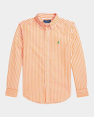 POLO RALPH LAUREN BOY'S STRIPED PONY EMBROIDERED SPORT SHIRT