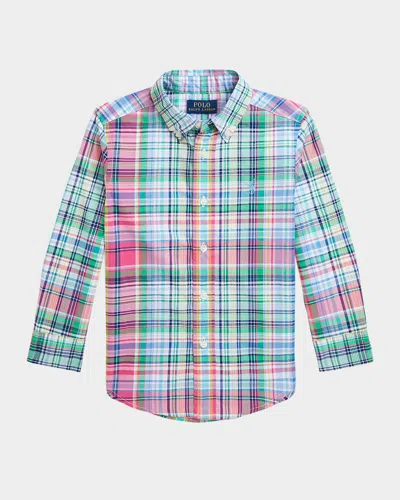 POLO RALPH LAUREN BOY'S STRIPED SPORT SHIRT W/ EMBROIDERED PONY