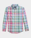 Polo Ralph Lauren Plaid Cotton Poplin Shirt In Pink Blue Multi