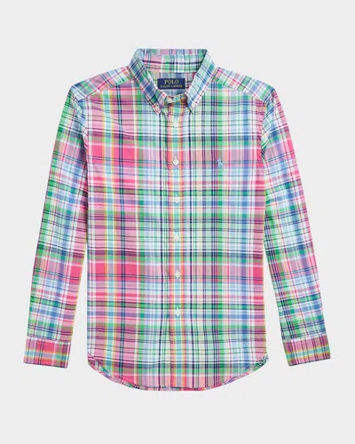 POLO RALPH LAUREN BOY'S STRIPED SPORT SHIRT W/ EMBROIDERED PONY