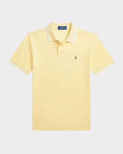 Polo Ralph Lauren Kids' Boy's Striped Trim Polo Shirt In Yellow