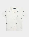 Polo Ralph Lauren Boy's Tennis Embroidered Oxford Shirt In White Crossed Racke