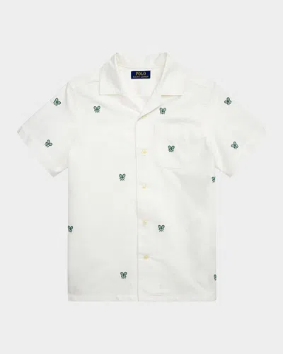 POLO RALPH LAUREN BOY'S TENNIS EMBROIDERED OXFORD SHIRT