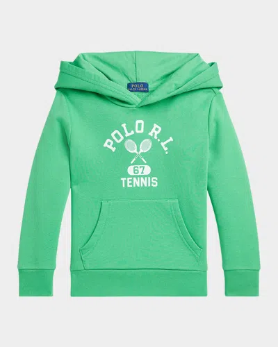 Polo Ralph Lauren Kids' Boy's Tennis-inspired Graphic Hoodie In Green