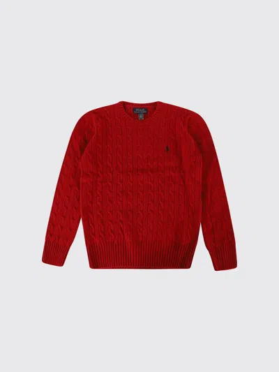 Polo Ralph Lauren Kids'  Boy's Wool And Cashmere Crewneck Jumper With Pony Logo In Red
