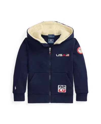 Polo Ralph Lauren Babies' Boys 2-7 Team Usa Fleece Full-zip Hoodie In Blue