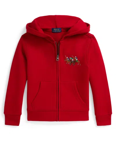 Polo Ralph Lauren Kids' Boys 2-7 Triple-pony Fleece Full-zip Hoodie In Red