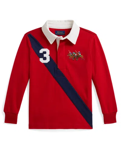 Polo Ralph Lauren Kids' Boys 2-7 Triple-pony Rugby Collar Polo Shirt In Red