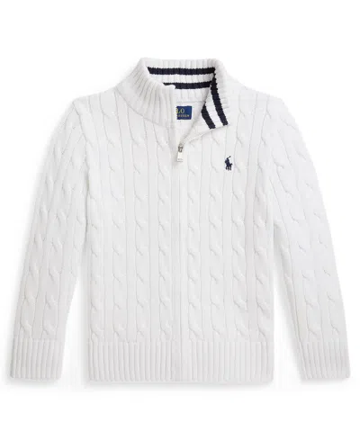 Polo Ralph Lauren Kids' Boys 2t-6 Cable-knit Full-zip Sweater In White
