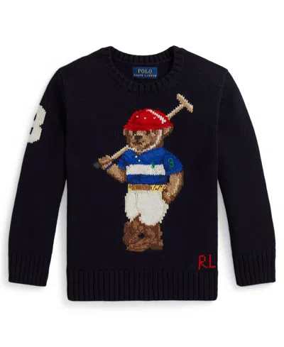 Polo Ralph Lauren Kids' Boys 2t-7 Polo Bear Crewneck Sweater In Black