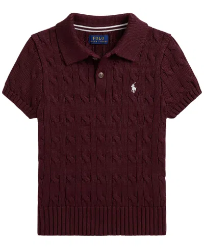 Polo Ralph Lauren Kids' Boys' 2t-7 Cable-knit Cotton Polo Shirt In Burgundy