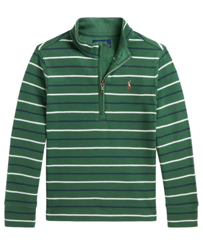 Polo Ralph Lauren Kids' Boys' 2t-7 Interlock Quarter-zip Shirt In Brown