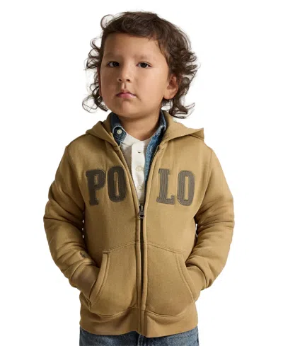 Polo Ralph Lauren Kids' Boys' 2t-7 Logo Fleece Full-zip Hoodie In Brown