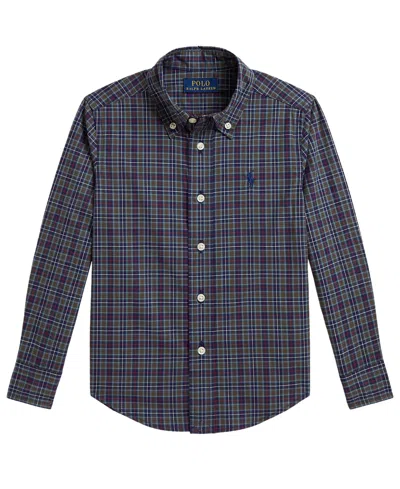 Polo Ralph Lauren Kids' Boys' 2t-7 Plaid Cotton Poplin Shirt In Blue