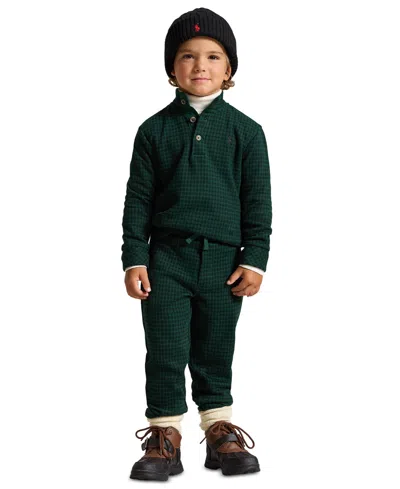 Polo Ralph Lauren Kids' Boys' 2t-7 Plaid-print Mock-neck Cotton Pullover And Pants, 2-piece Set In Green
