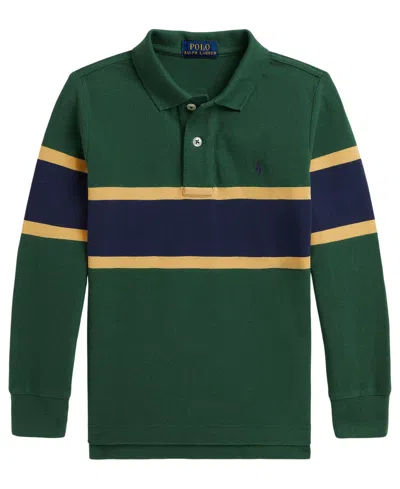 Polo Ralph Lauren Kids' Boys' 2t-7 Striped Cotton Mesh Polo Shirt In Green