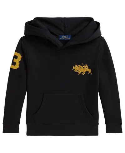 Polo Ralph Lauren Kids' Boys' 2t-7 Triple-pony Cotton-blend Fleece Hoodie In Black