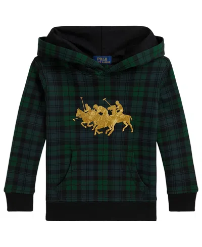 Polo Ralph Lauren Kids' Boys' 2t-7 Triple-pony Plaid Long-sleeve Fleece Hoodie In Multi