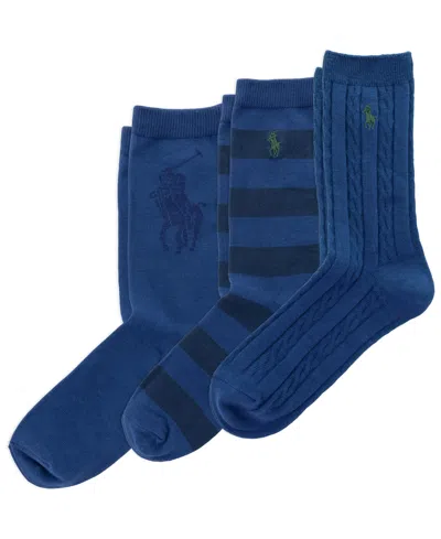 Polo Ralph Lauren Kids' Boys' 4-11 Candyshop Socks, 3-pack In Blue