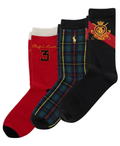 Polo Ralph Lauren Kids' Boys' 4-11 Polo Crest Crew Socks, 3-pack In Black