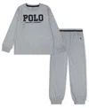 Polo Ralph Lauren Boys 8-20 2-piece Long Sleeve T-shirt And Pants Set In Gray