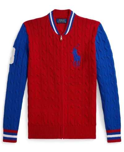 Polo Ralph Lauren Kids' Boys 8-20 Big Pony Cable-knit Sweater In Blue