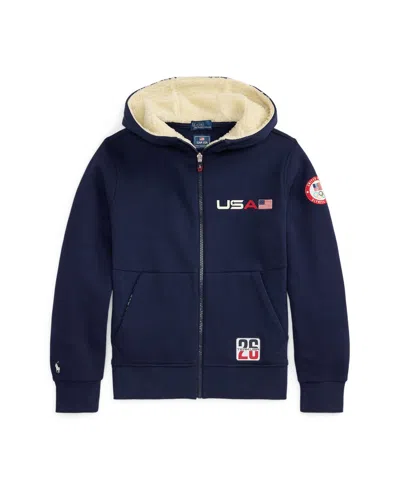 Polo Ralph Lauren Kids' Boys 8-20 Team Usa Fleece Full-zip Hoodie In Blue