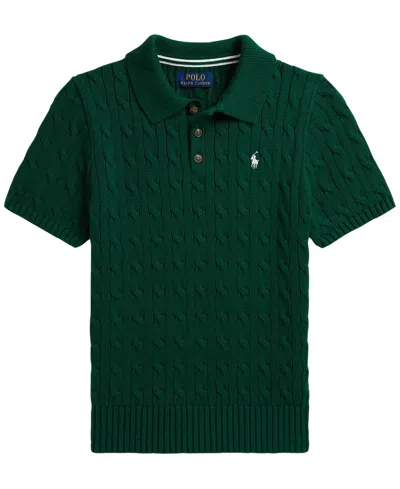 Polo Ralph Lauren Kids' Boys' 8-20 Cable-knit Cotton Polo Shirt In Green
