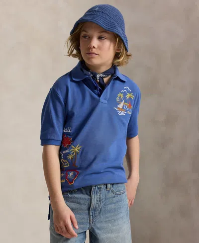 Polo Ralph Lauren Kids' Boys 8-20 Embroidered Cotton Mesh Polo Shirt In Brown