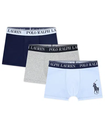 Polo Ralph Lauren Kids' Boys' 8-20 Logo Boxer Briefs, 3-pack Set In Blue