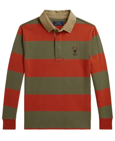 Polo Ralph Lauren Kids' Boys' 8-20 Polo Bear Rugby Polo Shirt In Varsity Orange Multi