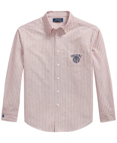 Polo Ralph Lauren Kids' Boys' 8-20 Striped Cotton Oxford Shirt In Pink