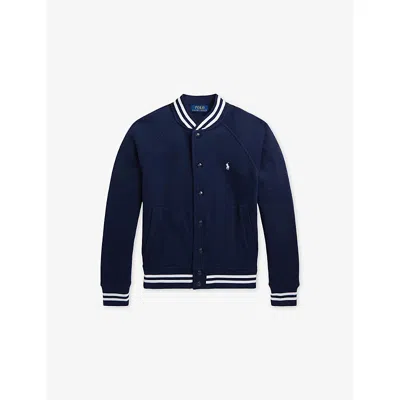 Polo Ralph Lauren Kids' Boys' Baseball Cotton-fleece Bomber Jacket In Navy/wht P