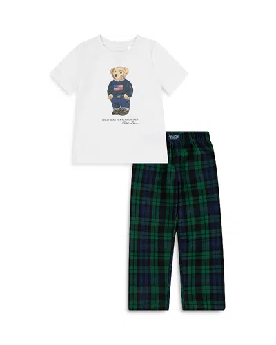 Polo Ralph Lauren Boys' Bear Graphic Tee & Woven Pants Pajama Set - Little Kid In White