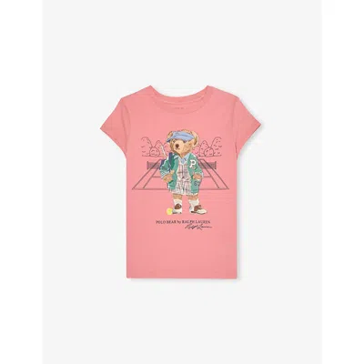 Polo Ralph Lauren Kids' Faded Peony Boys' Bear Short-sleeves Cotton-jersey T-shirt In Pink