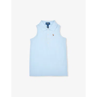 Polo Ralph Lauren Boys Blue Kids X Wimbledon Boys' Logo-embroidered Cotton Polo Shirt