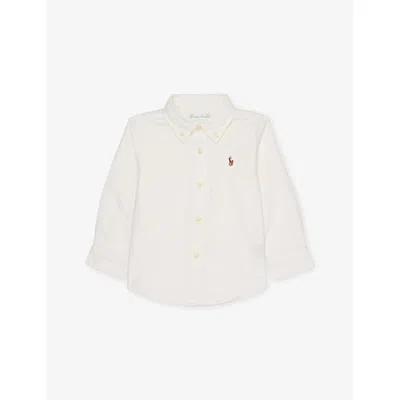 Polo Ralph Lauren Kids' White Boys' Brand-embroidery Button-down Cotton-poplin Shir