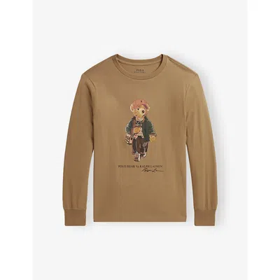 Polo Ralph Lauren Kids' Boys' Country Bear Branded Cotton Sweatshirt In Orange